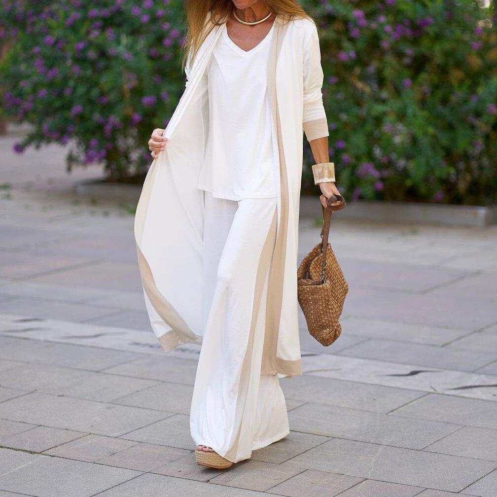 Casual Fashion Loose Women Fall 3pcs Outfits-Women Suits-White-S-Free Shipping Leatheretro