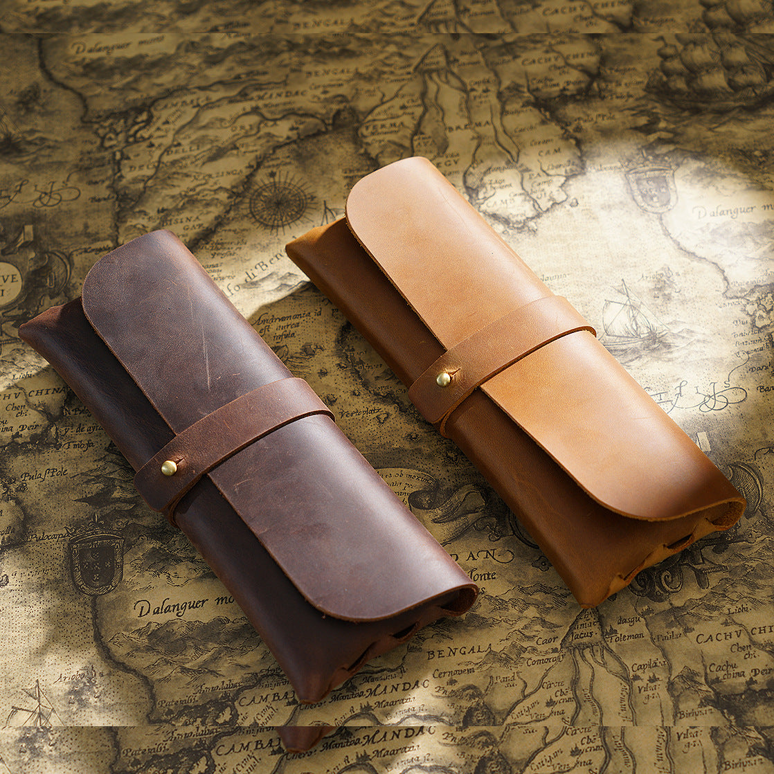 Vintage Cowhide Leather Pen Holder-Leather Pen Cases-Black-Free Shipping Leatheretro