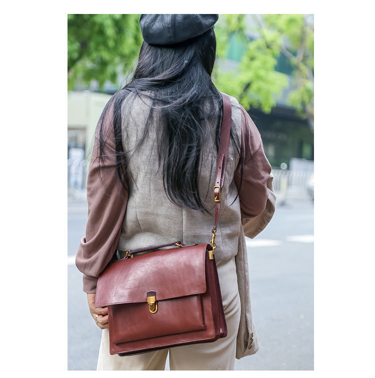 Vintage Women Handmade Leather Tote Handbag 8794-Leather Women Bags-Black-Free Shipping Leatheretro