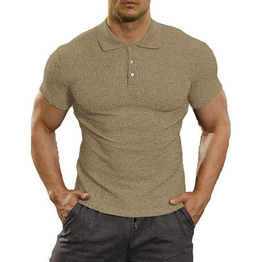 Khaki Summer Knitted Polo T Shirts for Men-Shirts & Tops-Khaki-S-Free Shipping Leatheretro