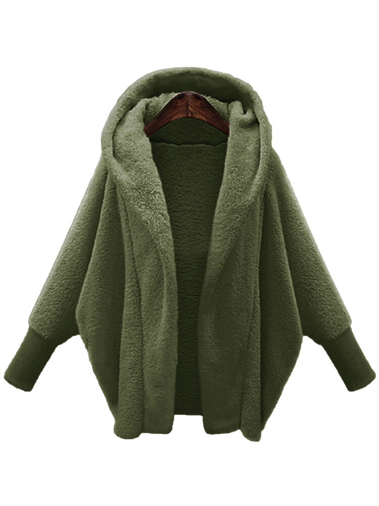 Fashion Velvet Batwing Style Hoodies for Women-Outerwear-Army Green-M-Free Shipping Leatheretro