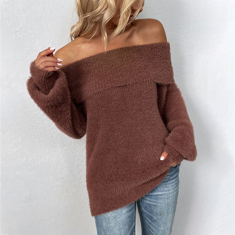 Sexy Off The Shoulder Women Pullover Sweaters-Shirts & Tops-Purple-S-Free Shipping Leatheretro