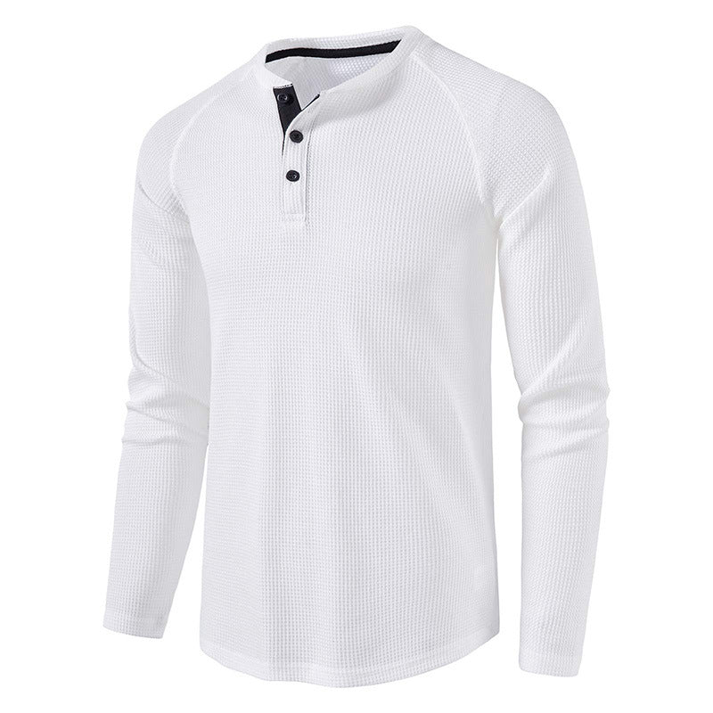 Fall Long Sleeves T Shirts for Men-Shirts & Tops-White-S-Free Shipping Leatheretro