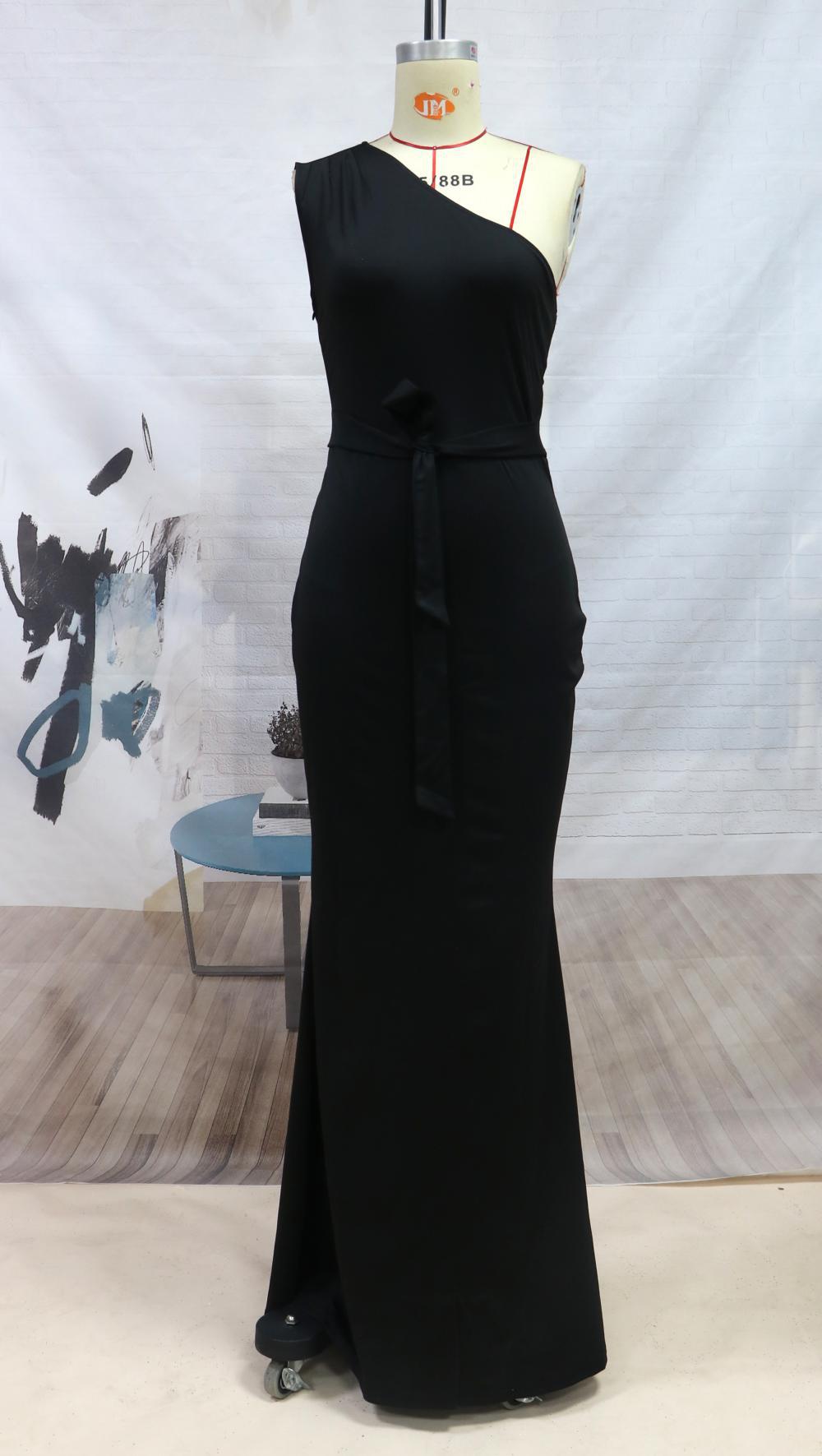 Sexy One Shoulder Sleeveless Evening Dresses-Dresses-Black-S-Free Shipping Leatheretro