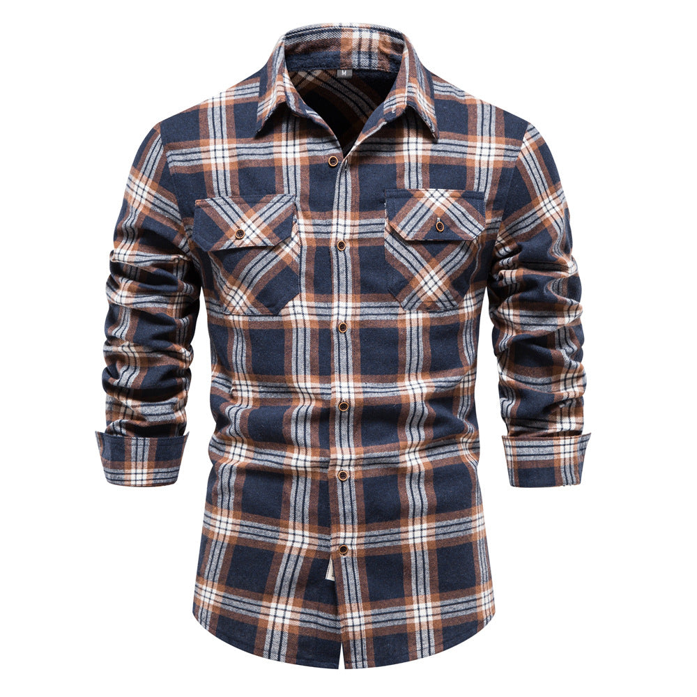 Fall Plaid Long Sleeves Shirts for Men-Shirts & Tops-B-S-Free Shipping Leatheretro