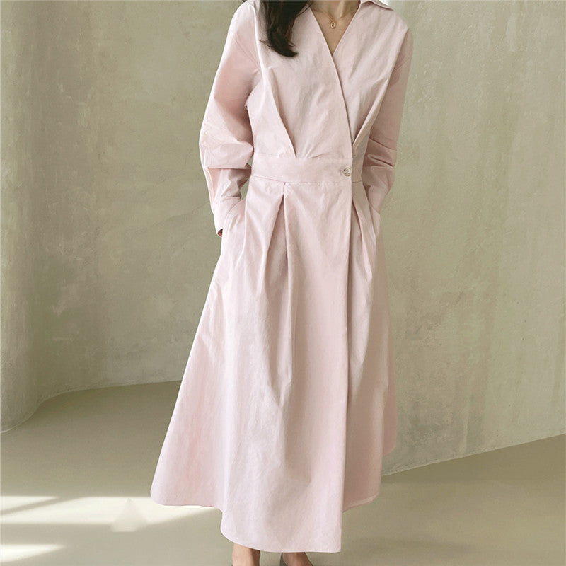 Casual Plus Sizes Long Shirt Dresses-Dresses-Pink-S-Free Shipping Leatheretro