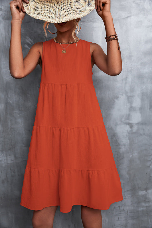 Casual Summer Daily Sun Dresses-Dresses-Orange-S-Free Shipping Leatheretro