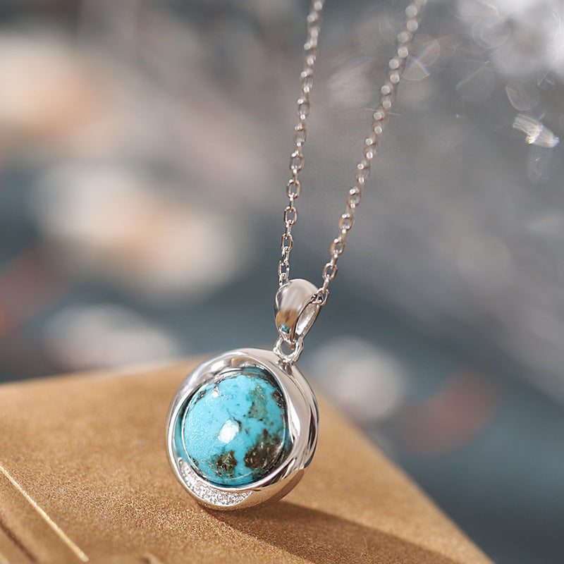 Vintage Planet Design Fashion Silver Necklace-Necklaces-Light Blue-Free Shipping Leatheretro