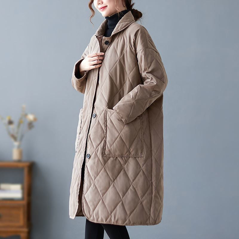 Plus Sizes Cotton Winter Coats for Women-Coats & Jackets-Light Coffee-M-Free Shipping Leatheretro