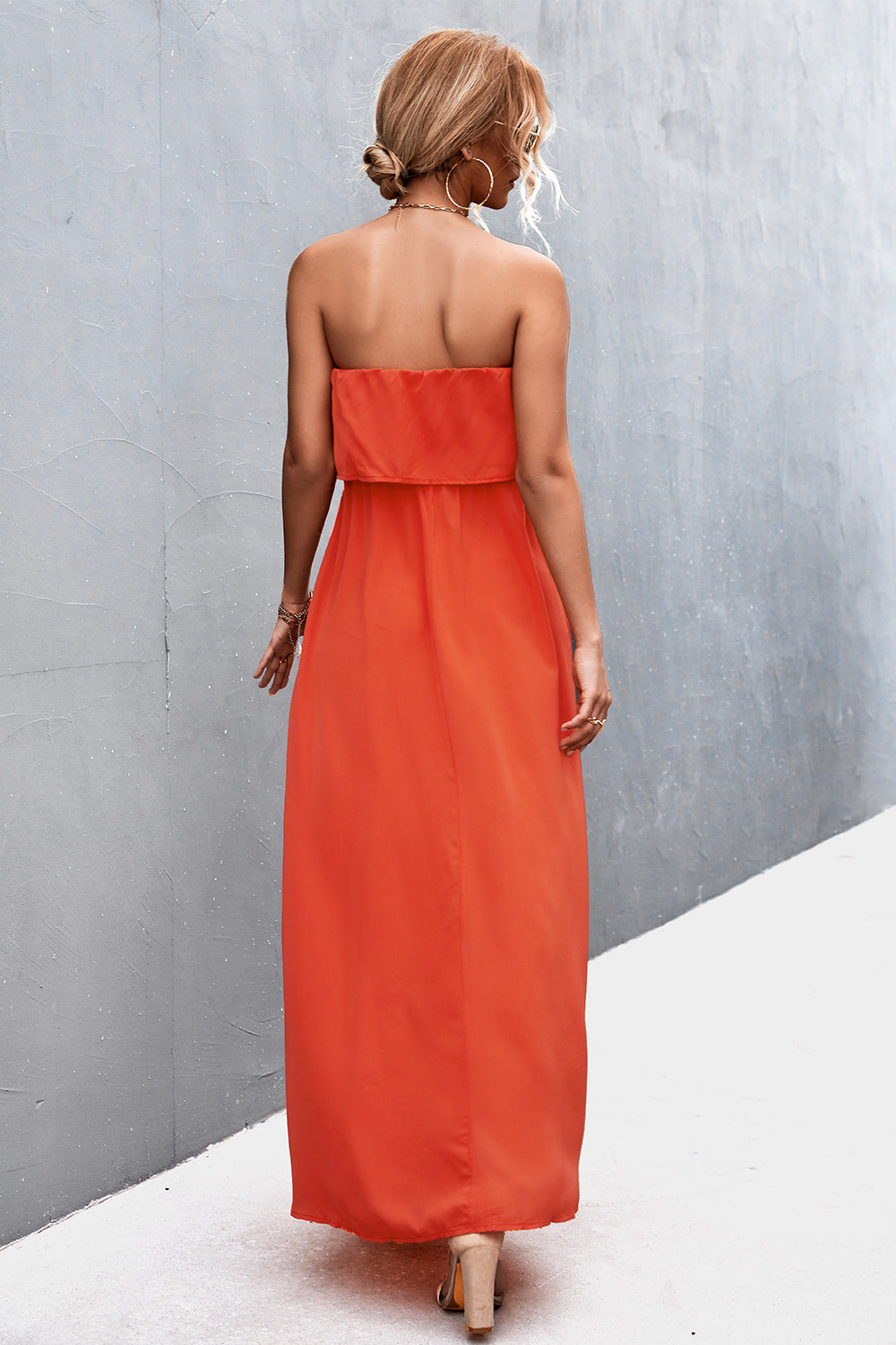 Sexy Strapless Summer Daily Dresses-Dresses-Orange-S-Free Shipping Leatheretro