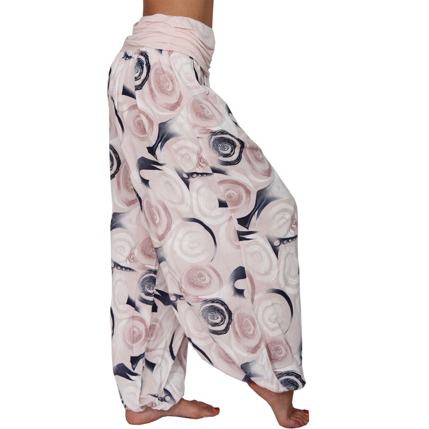 Casual Floral Print Women Harem Pants-Pants-Light Pink-S-Free Shipping Leatheretro