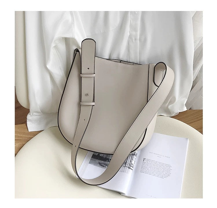 Women Leather Buckle Tote Handbag W9753-Leather Women Bags-Khaki-Free Shipping Leatheretro