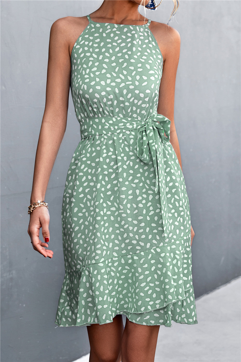 Summer Halter Irregular Mini Dresses-Dresses-Green-S-Free Shipping Leatheretro