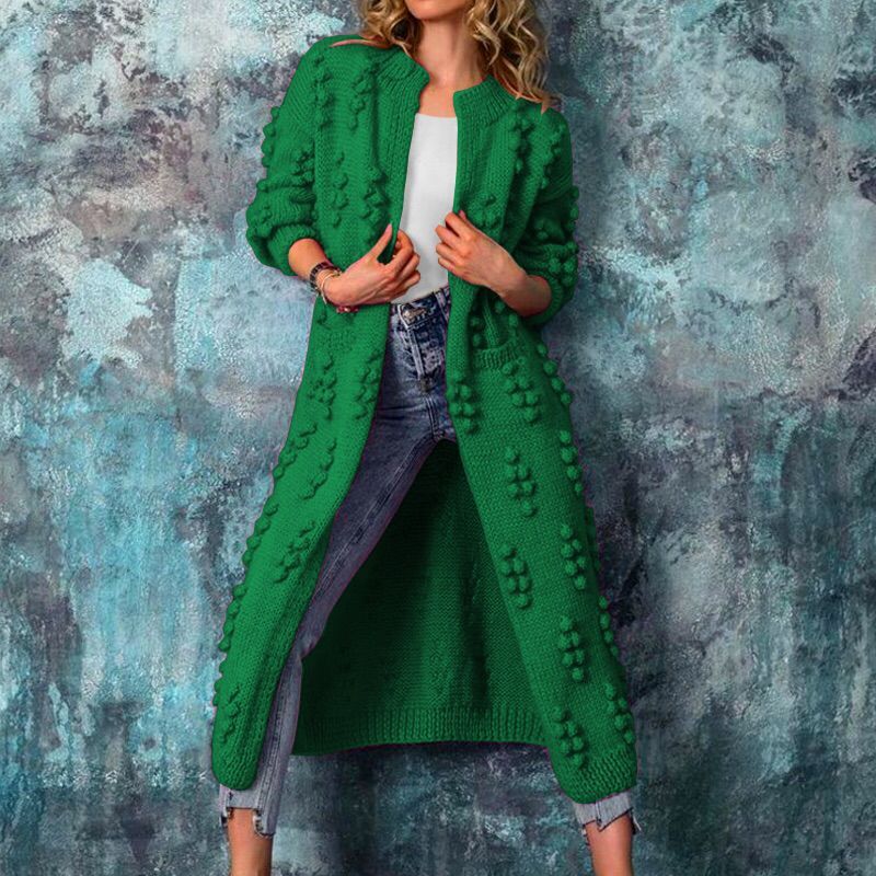 Casual Knitted Long Cardigan Coats for Women-Overcoat-Green-S-Free Shipping Leatheretro