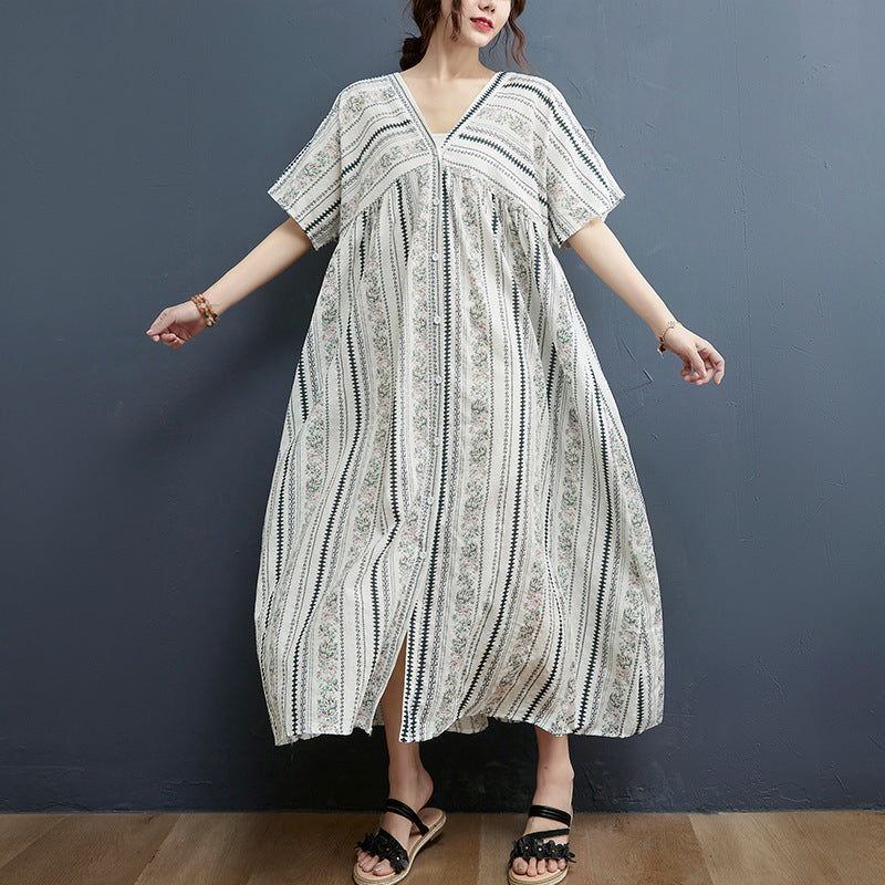 Summer Plus Sizes Long Cozy Dresses-Dresses-White-One Size-Free Shipping Leatheretro