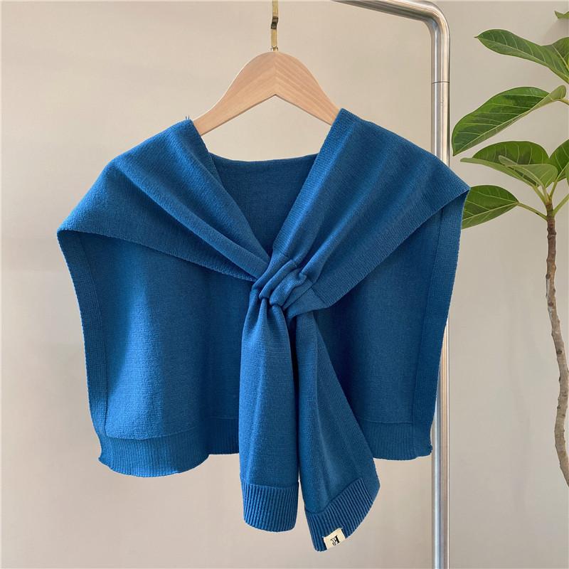 Fashion Women Cross Knitting Cape-Shirts & Tops-Blue-45*90cm-Free Shipping Leatheretro