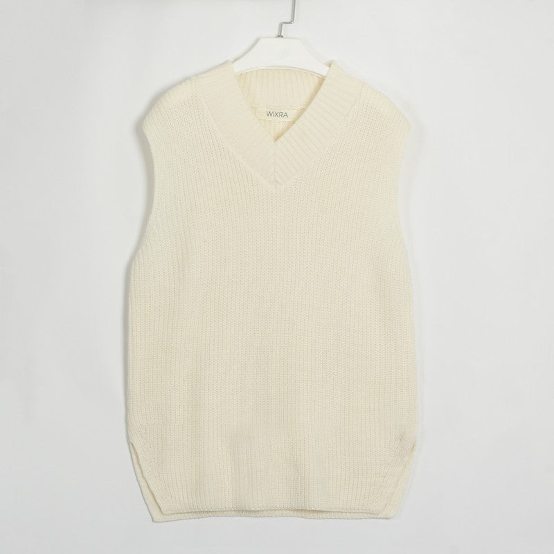 Women Sleeveless Knitted Vest-Vests-Apricot-S-Free Shipping Leatheretro