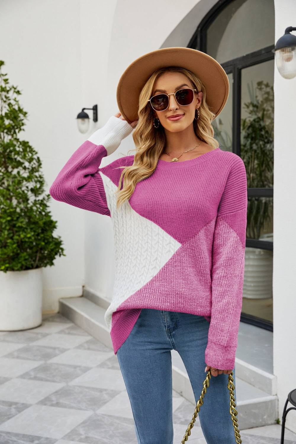 Fashion Plus Sizes Pullover Knitted Sweaters-Shirts & Tops-Rose Red-S-Free Shipping Leatheretro