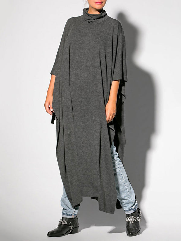 Casual Cotton Round Neck Long Cozy Dresses-Dresses-Gray-S-Free Shipping Leatheretro