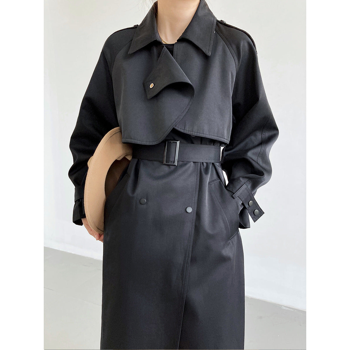 Luxury Designed Fall Long Trench Coats-Coats & Jackets-Black-M-Free Shipping Leatheretro