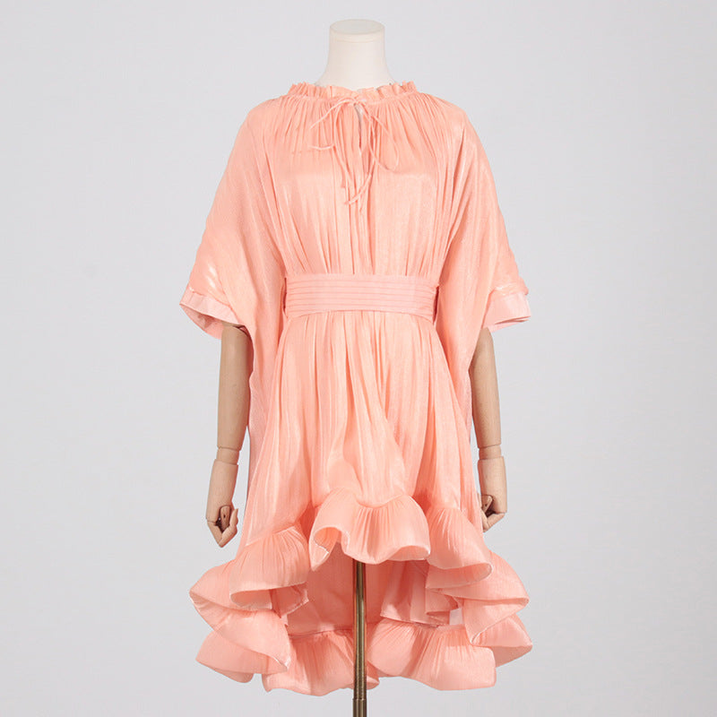 Luxury Designed Ruffled Short Dresses-Dresses-Orange-S-Free Shipping Leatheretro