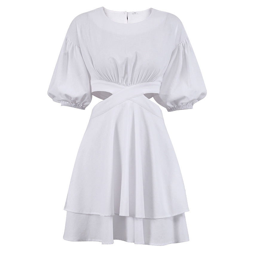 Sexy Summer Puff Sleeves A Line Women Dresses-Dresses-White-S-Free Shipping Leatheretro