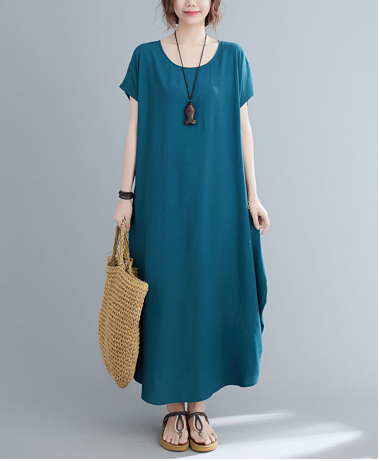 Summer Simple Design Long Cozy Dresses-Dresses-Blue-One Size (45-75KG)-Free Shipping Leatheretro