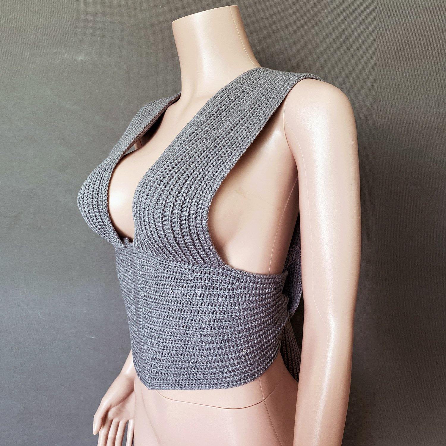 DIY Knitting Bangdage Tops-Crop Tops-White-One Size-Free Shipping Leatheretro