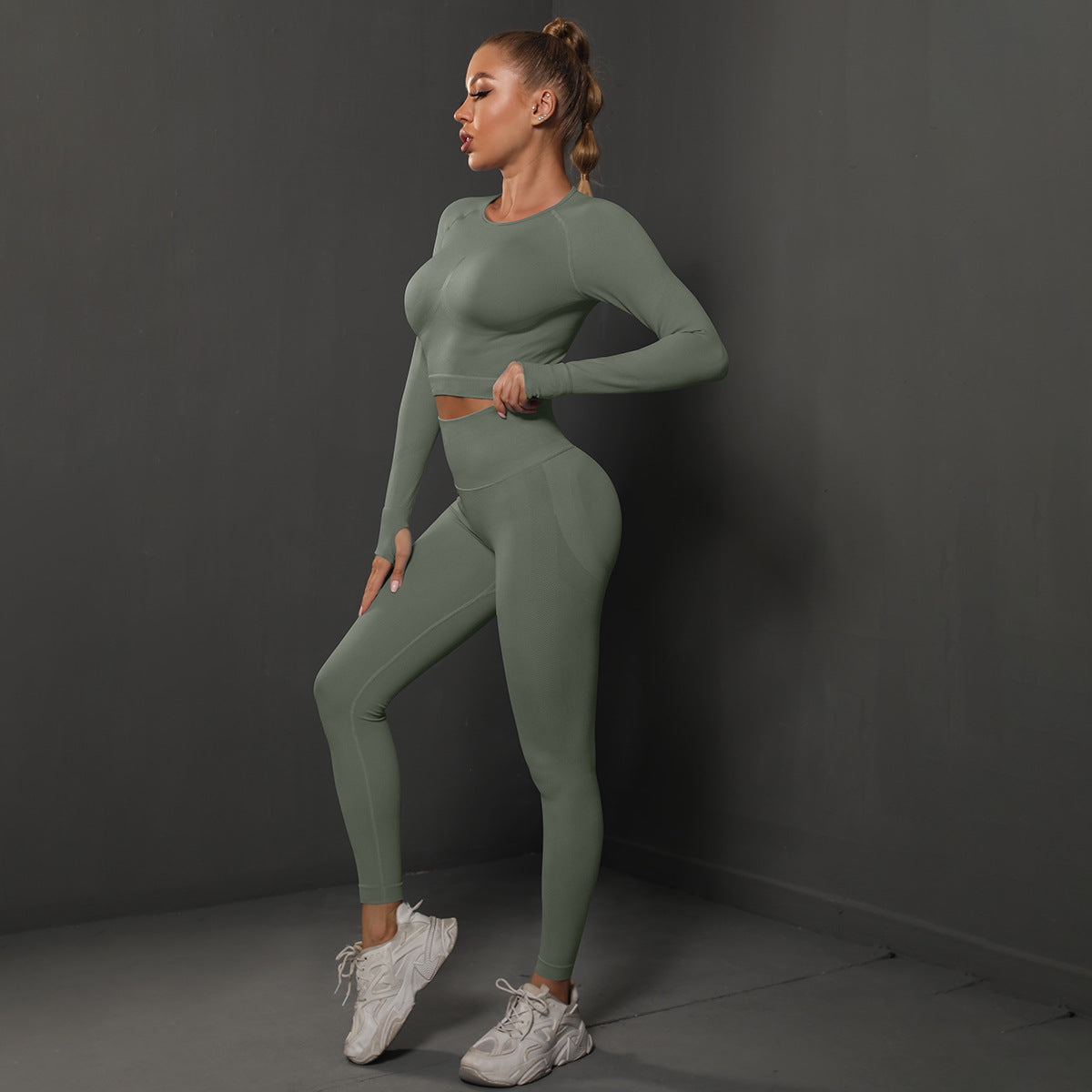 Fashion Simple Style Sports Yoga Suits for Women-Activewear-Gray-S-Free Shipping Leatheretro