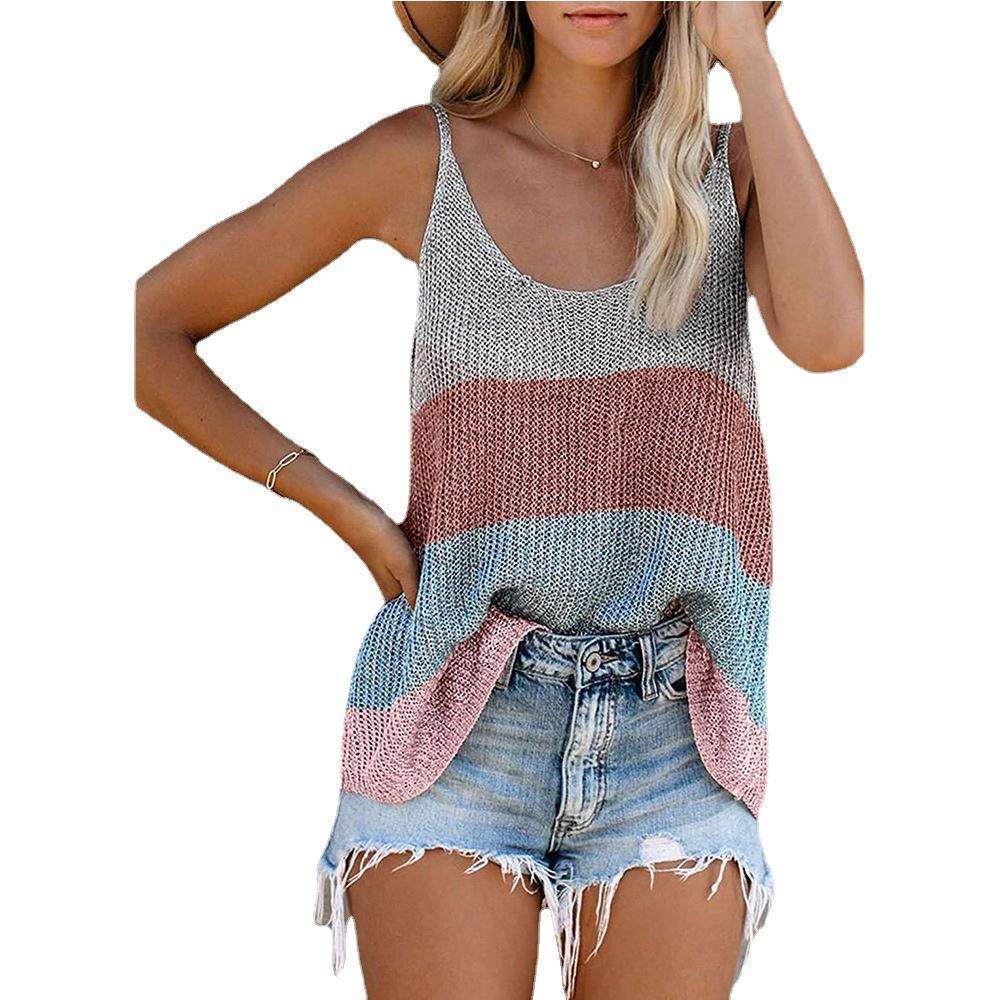 Women Summer Knitting Loose Striped Crop Tops-Tops-1-S-Free Shipping Leatheretro