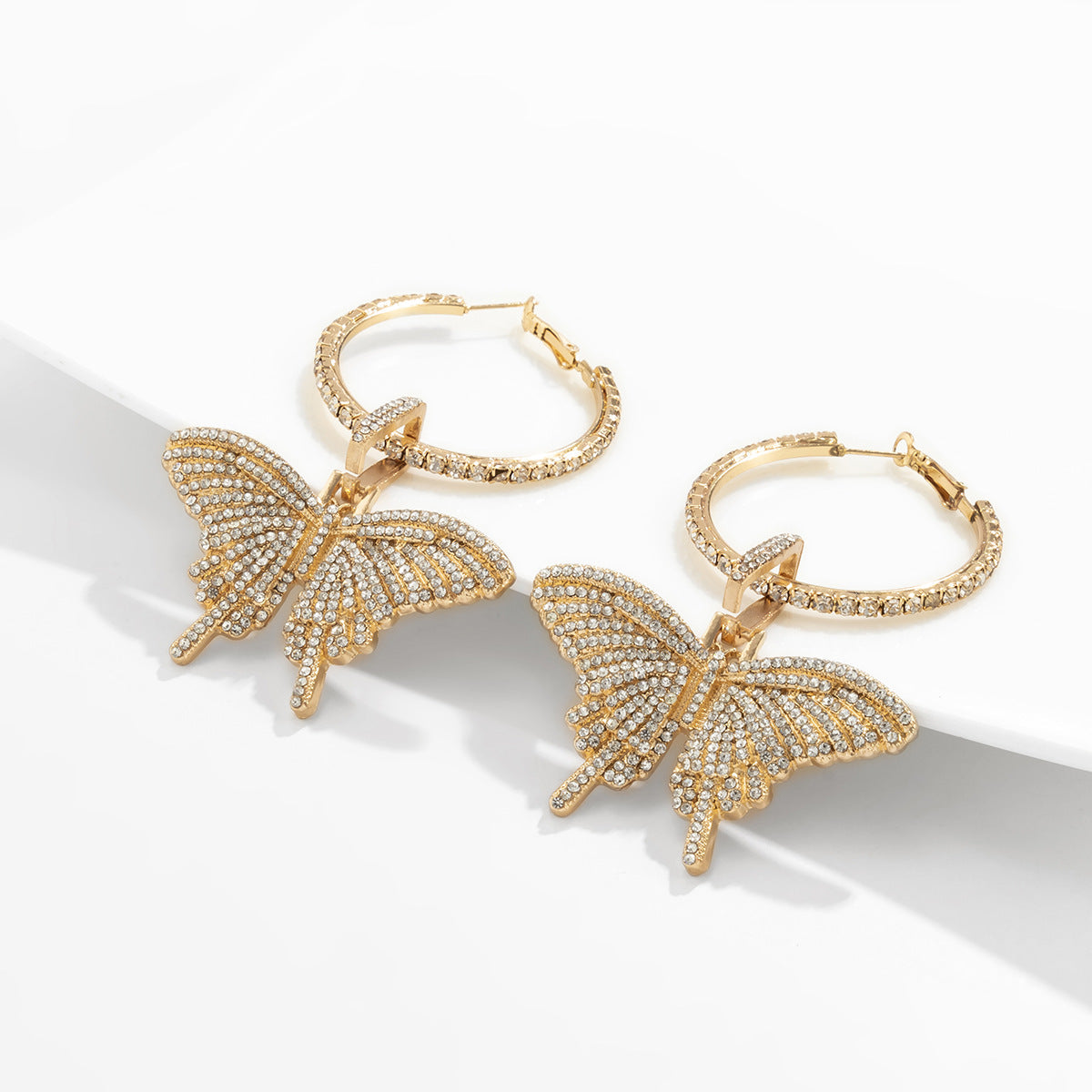 Fashion Butterfly Designed Hoop Earring for Women-Earrings-Golden-Free Shipping Leatheretro