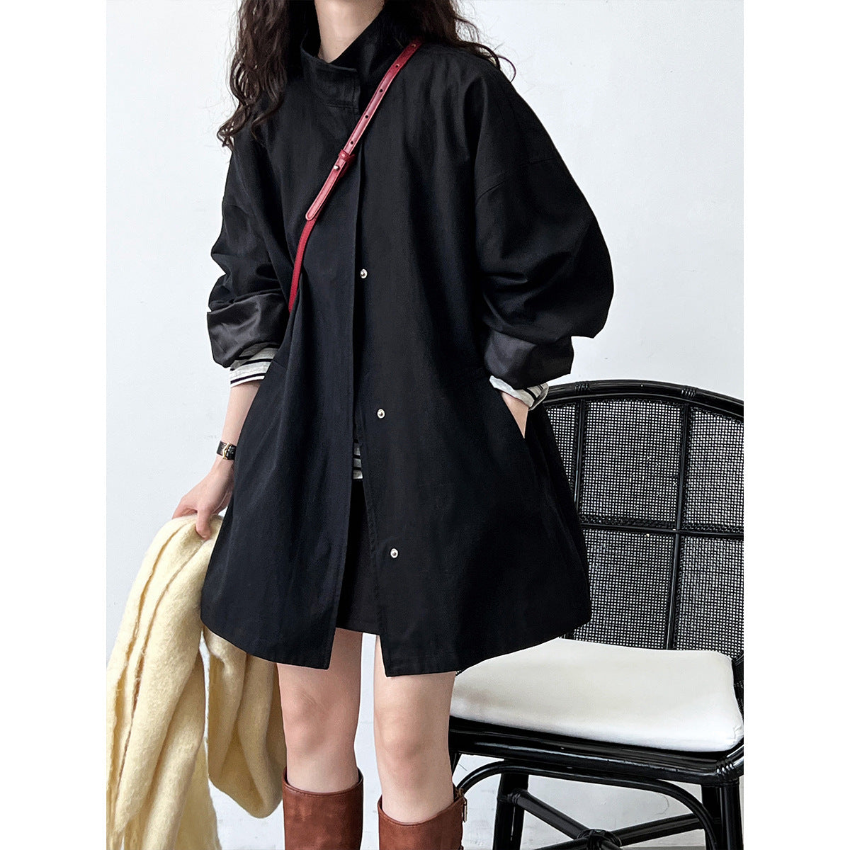 Fashion Stand Collar Oversize Coats-Coats & Jackets-Apricot-M-Free Shipping Leatheretro