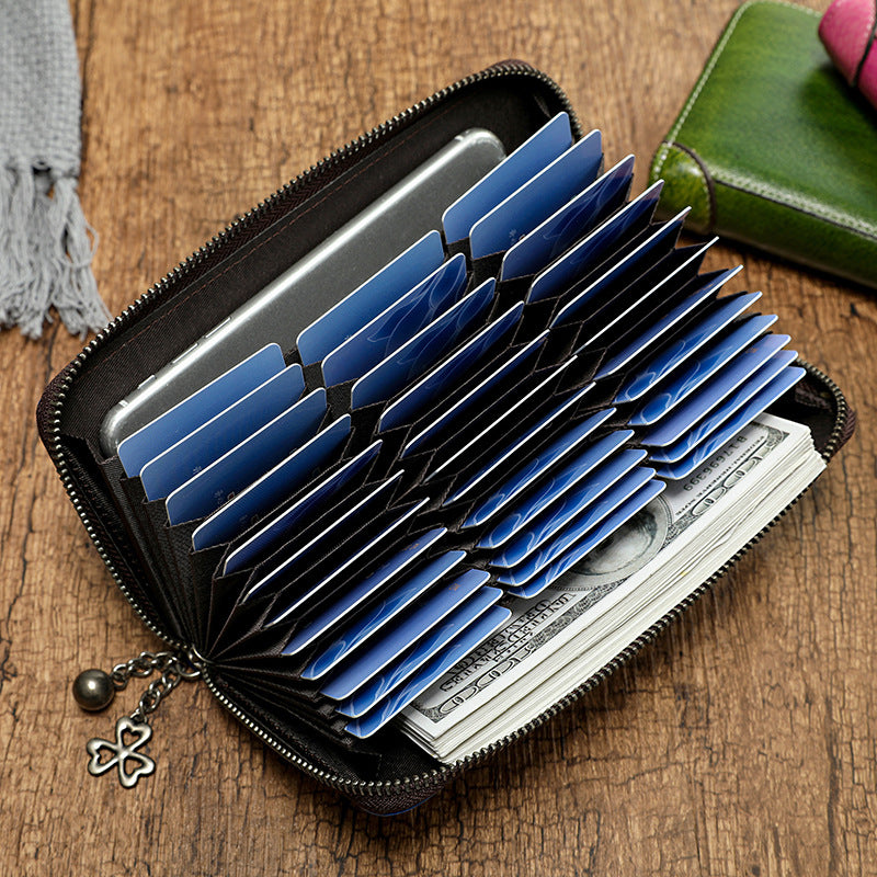 Large Storage Leather Purses for Women W5428-Leather Wallet-Blue-Free Shipping Leatheretro