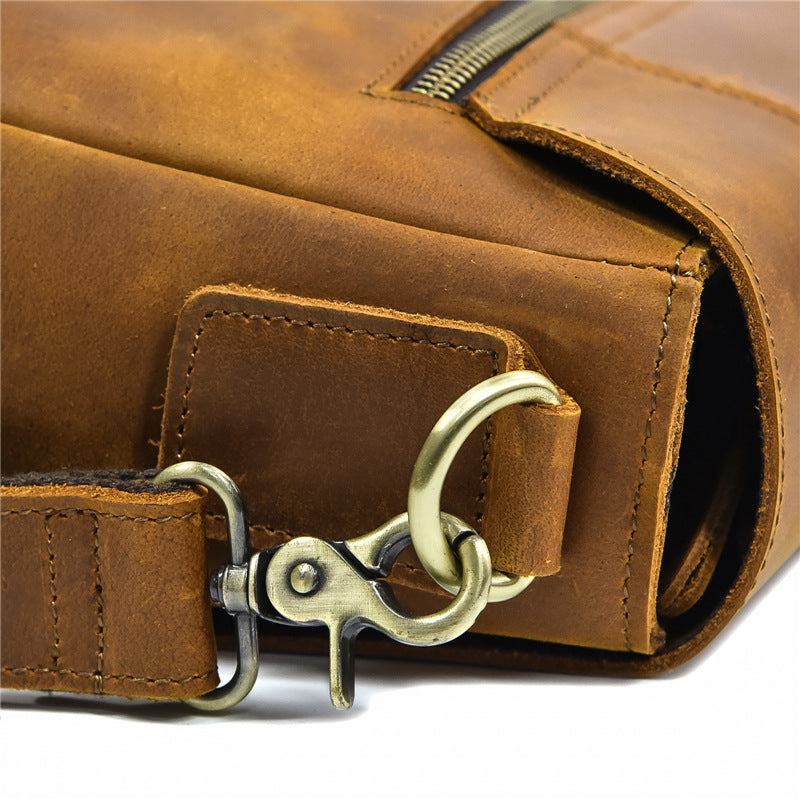 Vintage Men Leather Large Storage Business Briefcase 8321-Leateher Briefcase-Brown-Free Shipping Leatheretro