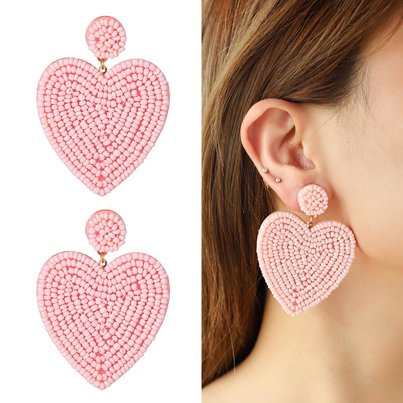 Fashion Beaded Heart Design Earrings-Earrings-DNXE05931-10-Free Shipping Leatheretro