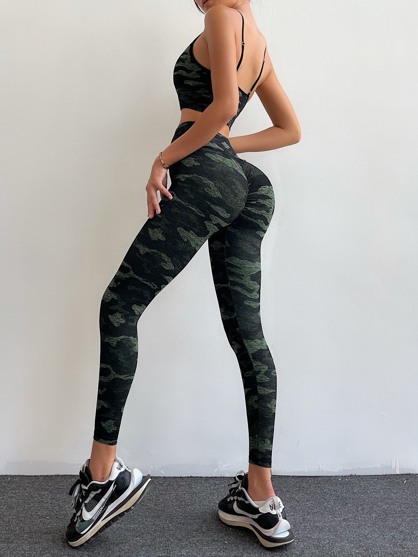 Women Sexy High Waist Camouflage Yoga Leggings-Pants-Green-S 45-50kg-Free Shipping Leatheretro