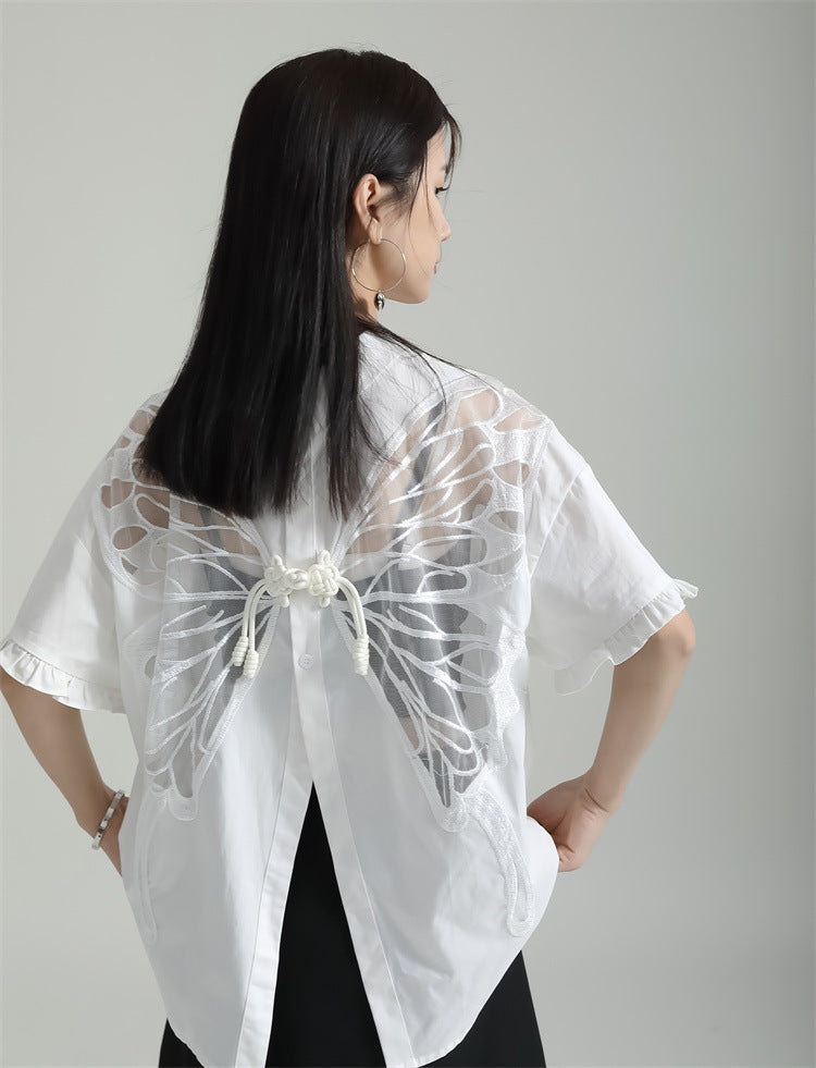 Designed Butterfly Double Sides Summer Shirts-Shirts & Tops-White-One Size-Free Shipping Leatheretro