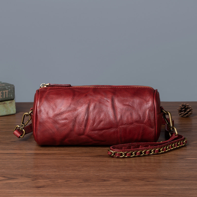 Vintage Leather Bucket Crossbody Bag for Women 2276-Leather Handbags for Women-Red-Free Shipping Leatheretro