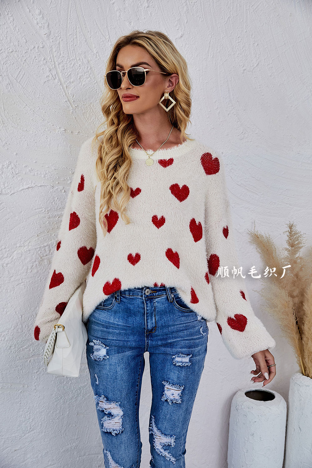 Casual Sweetheart Design Knitting Pullover Sweaters-Shirts & Tops-Apricot-S-Free Shipping Leatheretro