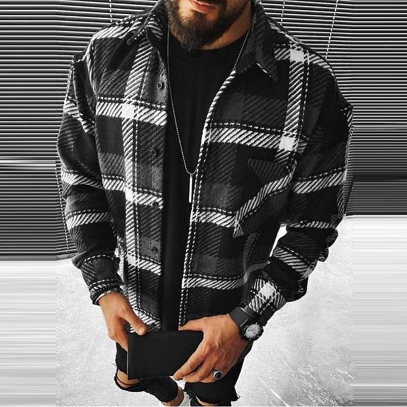 Casual Men Long Sleeves Fall Plaid Shirts-Style5-S-Free Shipping Leatheretro