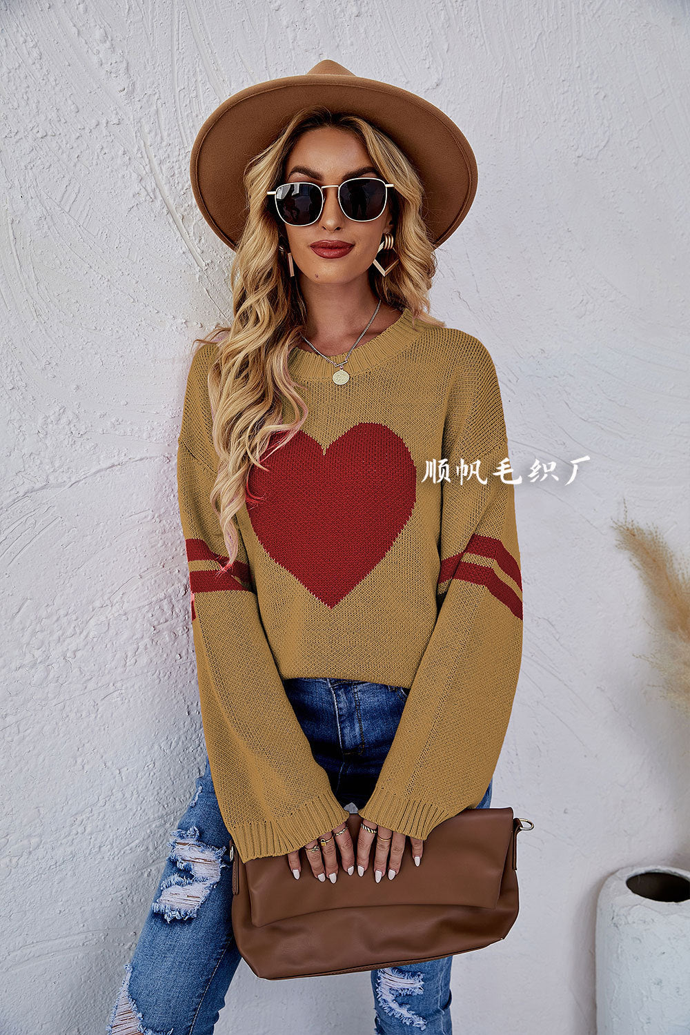 Casual Women Sweetheart Design Pullover Sweaters-Shirts & Tops-Yellow-S-Free Shipping Leatheretro