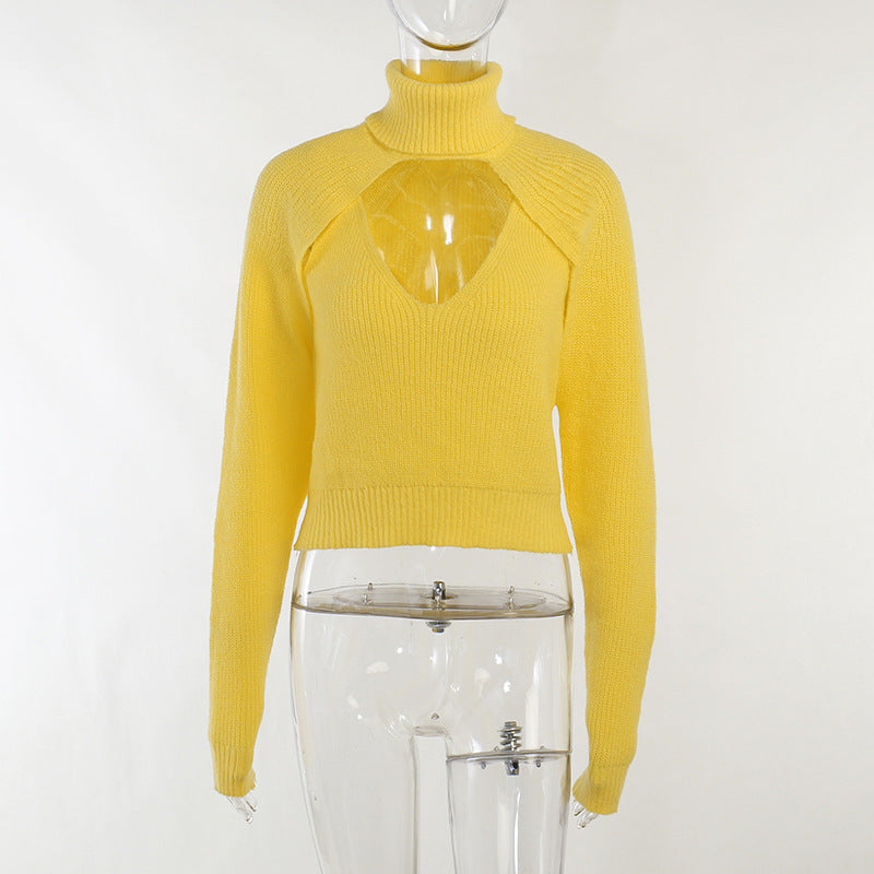 Casual Turtleneck Knitting Top Sweaters-Shirts & Tops-Yellow-S-Free Shipping Leatheretro