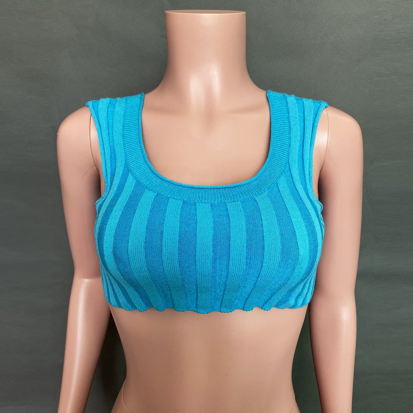 Sexy High Neck Knitting Women Short Tops Suits-Shirts & Tops-Green-S-Free Shipping Leatheretro