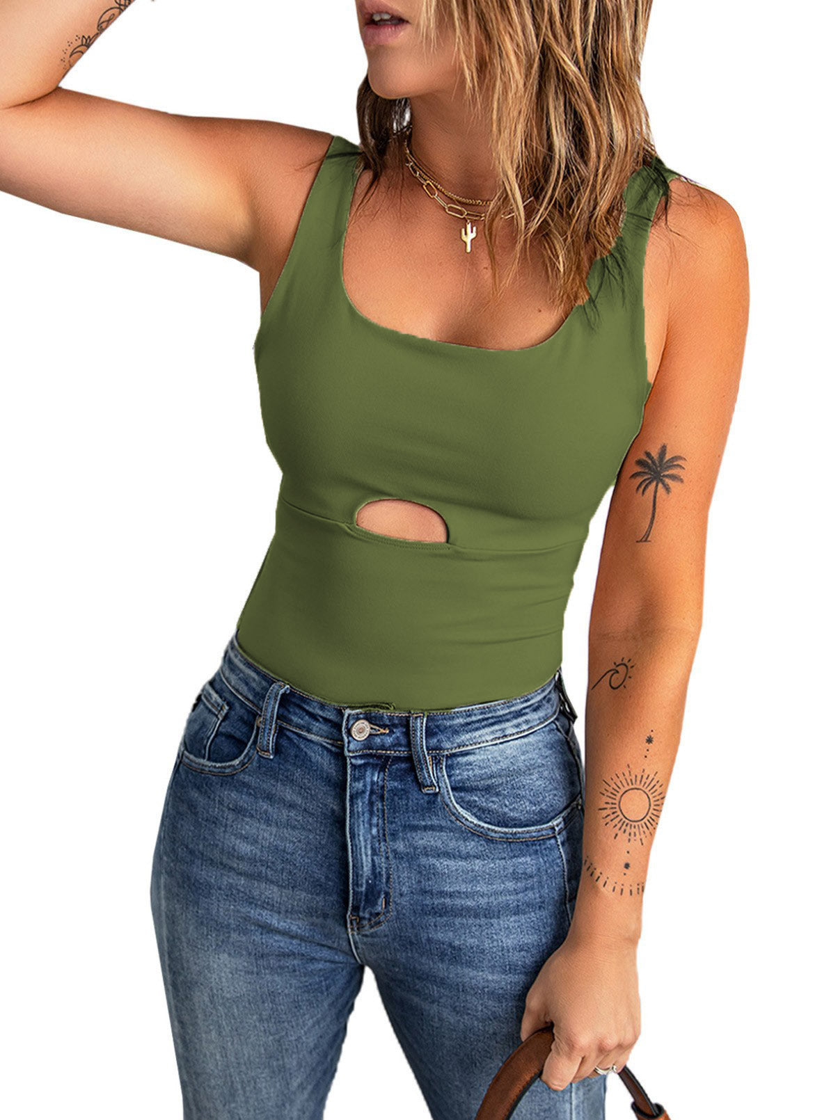Sexy Sleeveless Women Sheath Crop Tops-Shirts & Tops-Green-S-Free Shipping Leatheretro