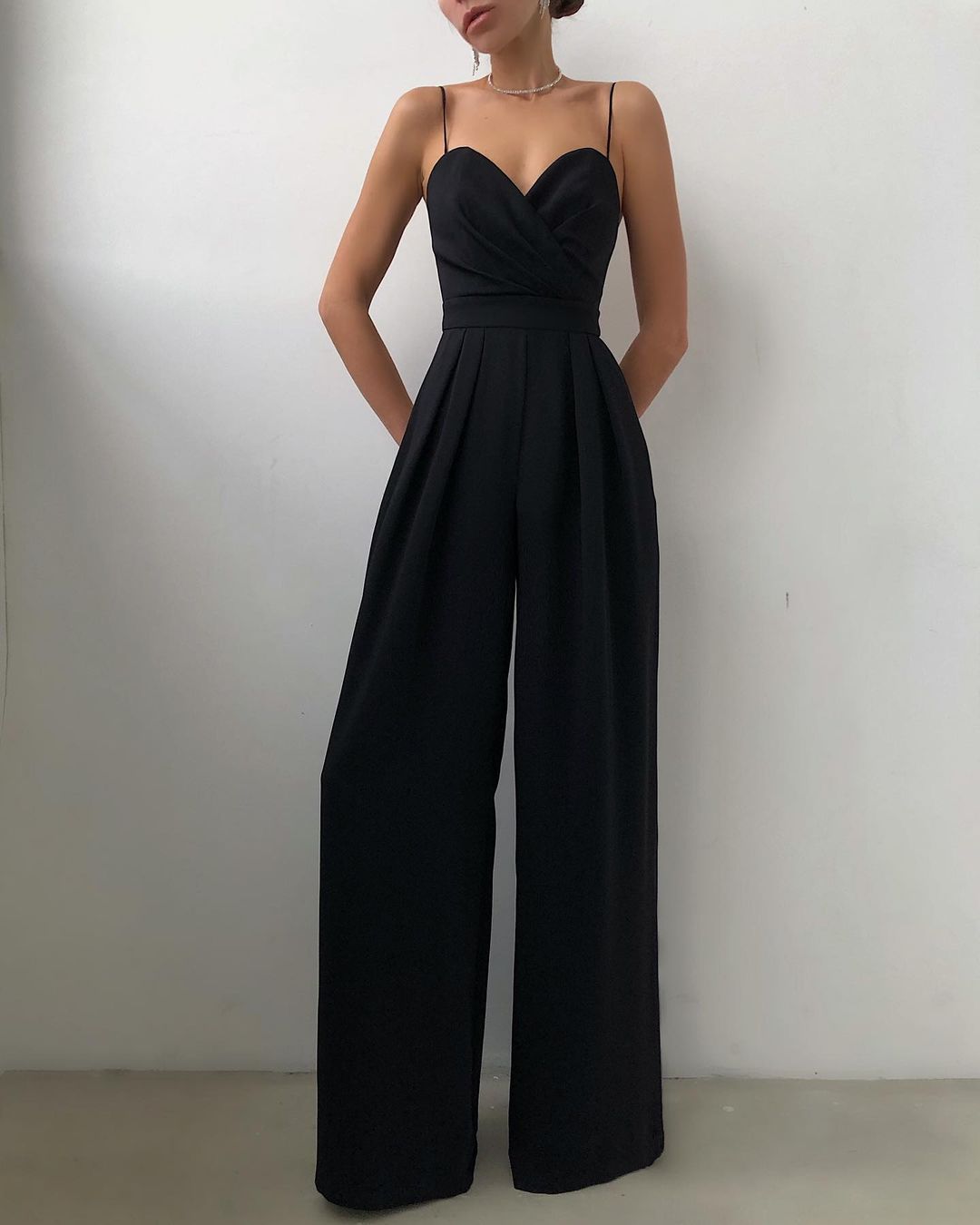Sexy Slim Waist Loose Jumpsuits-Black-S-Free Shipping Leatheretro