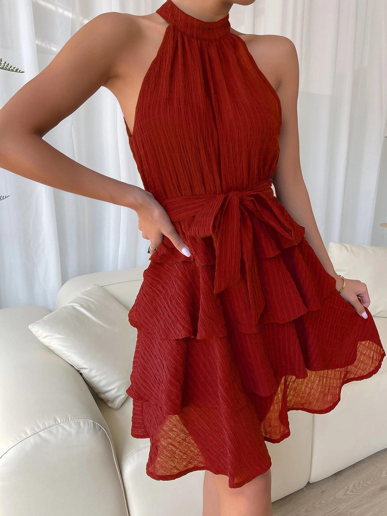 Sexy Sleeveless Ruffled Summer Daily Dresses-Dresses-Red-S-Free Shipping Leatheretro