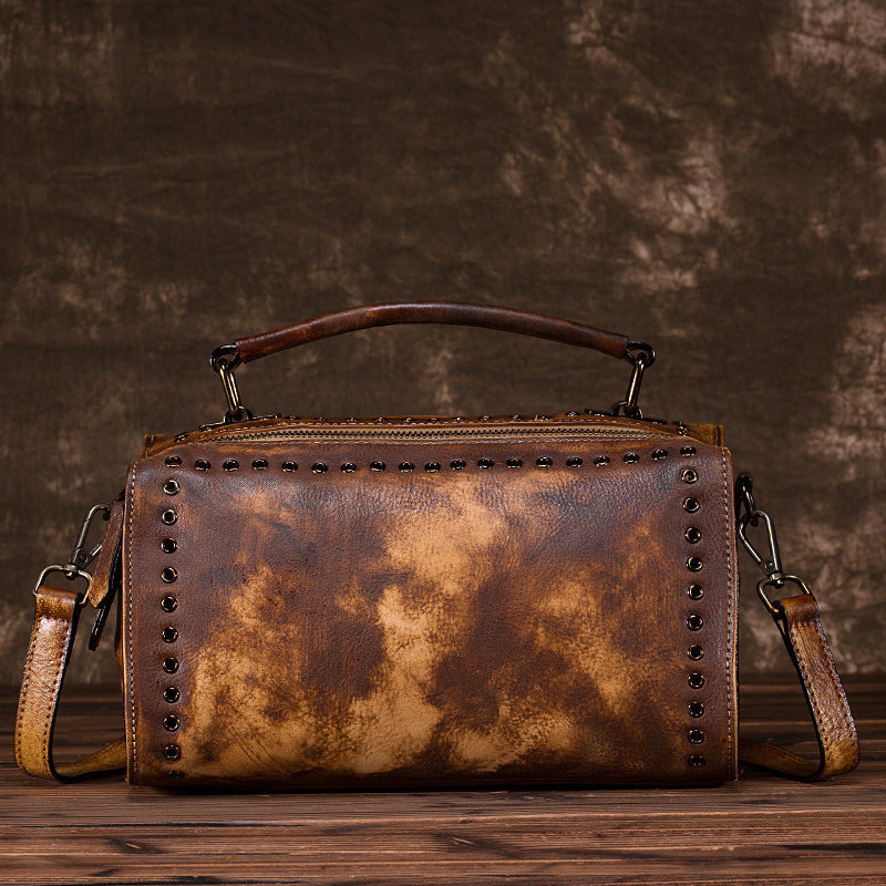 Vintage Large Storage Handmade Leather Handbags 2011-Leather Handbags for Women-Red-Free Shipping Leatheretro