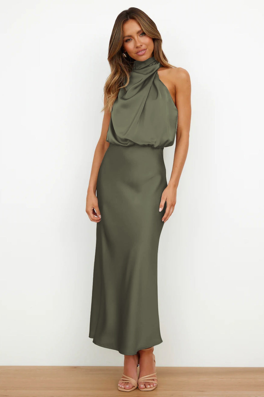 Sexy Halter Women Evening Party Dresses-Dresses-Army Green-S-Free Shipping Leatheretro