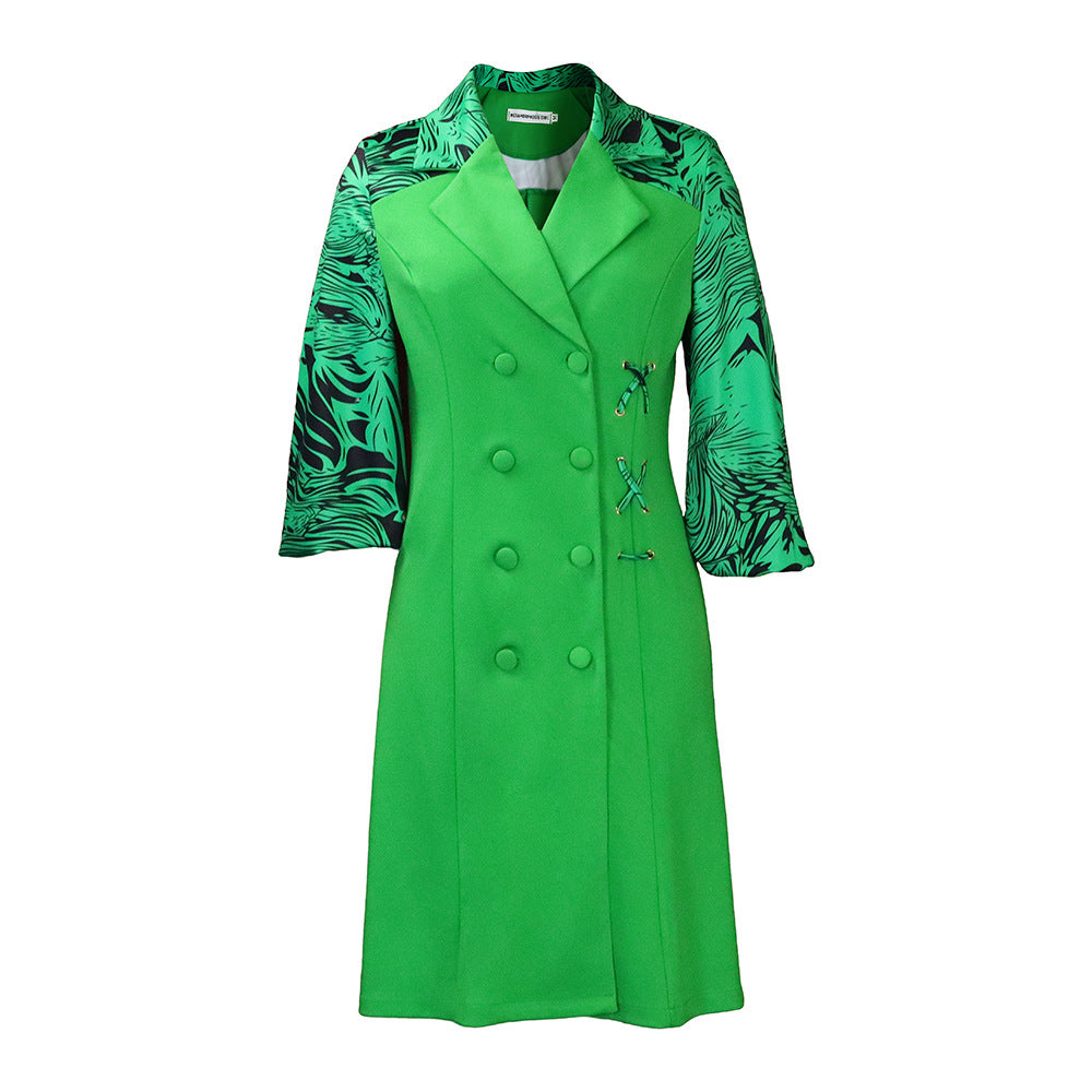 Fashion Plus Sizes Blazer Dresses-Dresses-Green-S-Free Shipping Leatheretro