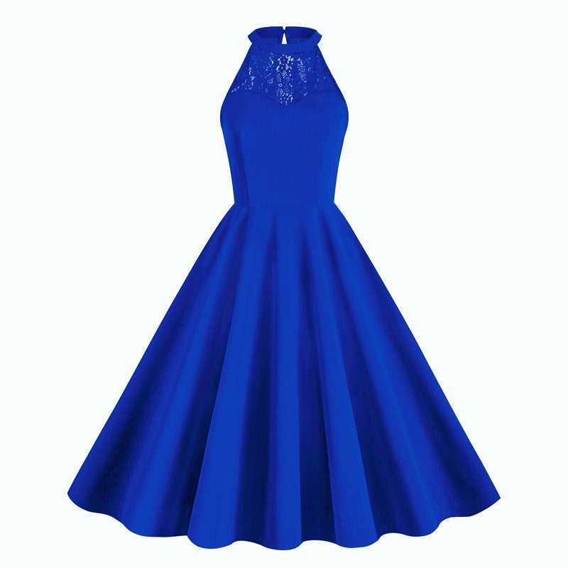 Elegant Sleeveless Halter Party Dresses-Dresses-Blue-S-Free Shipping Leatheretro